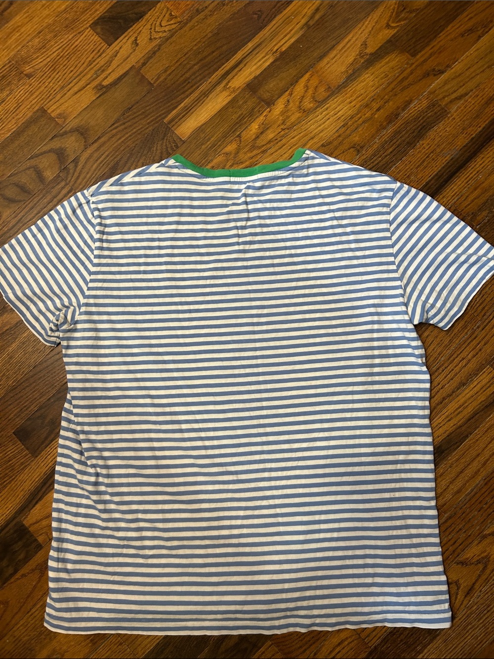 Polo by Ralph Lauren White & Blue Striped Tee with Green Neck Trim - Picture 7 of 7